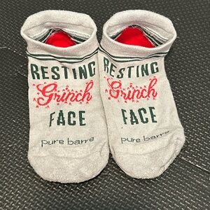 Pure Barre Socks-size Small  -Resting Grinch Face🎄